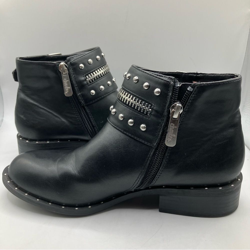 Goth Biker Grunge Black Studded,Zippered Women Ankle Boots size 6 M - Picture 6 of 6
